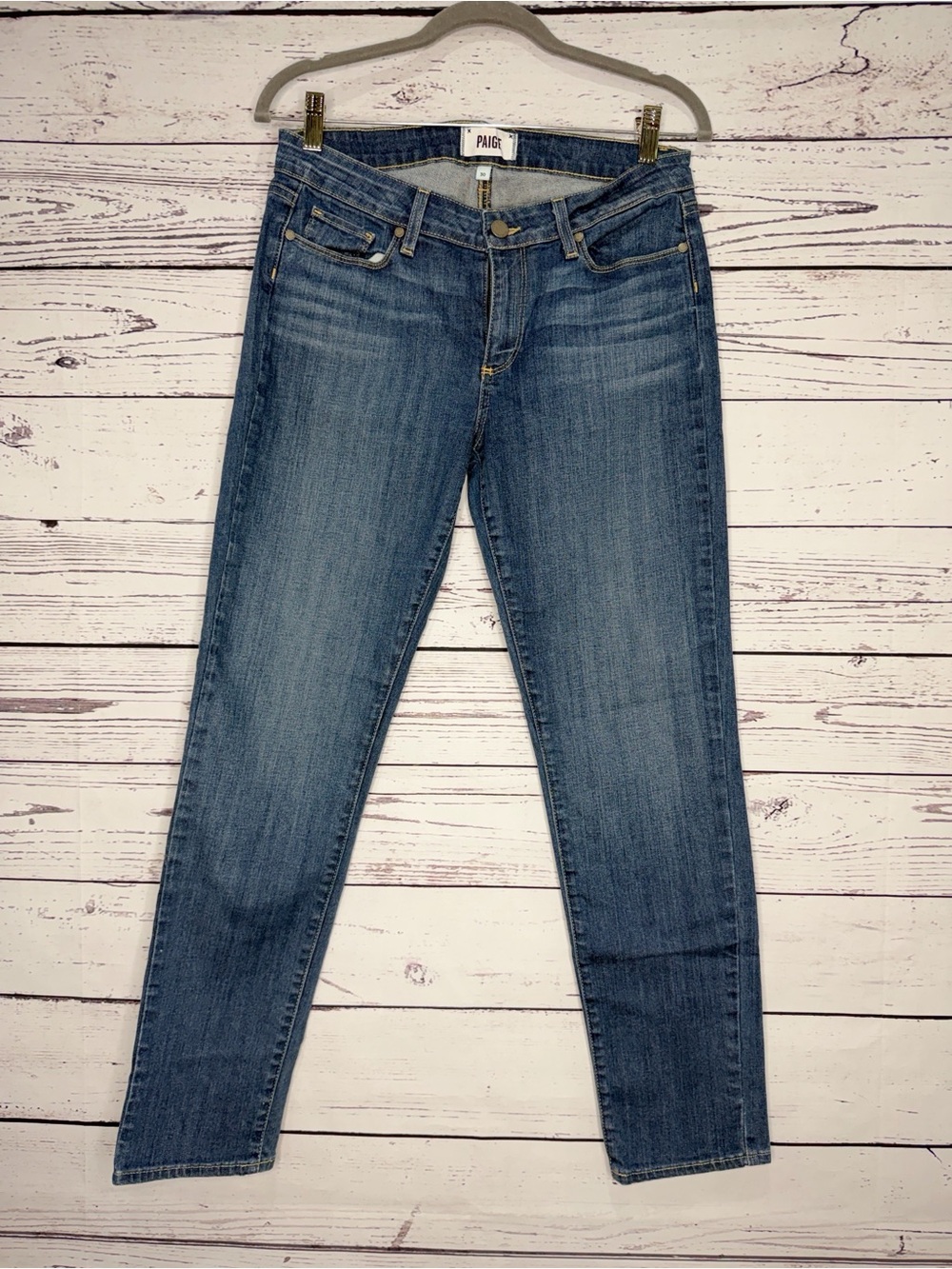 PAIGE Slim Skinny Jeans in Medium Blue Wash